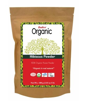 RADICO ORGANIC HIBISCUS 100% Natuurlijke BIO Organic Anti-Haaruitval, Anti-Roos, Haargroei, Care, Volume, Voedende Poeder 100g